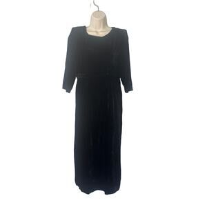 NWT Pudding Shop Vintage Velvet Silk Blend Midi Dress Black Size 2